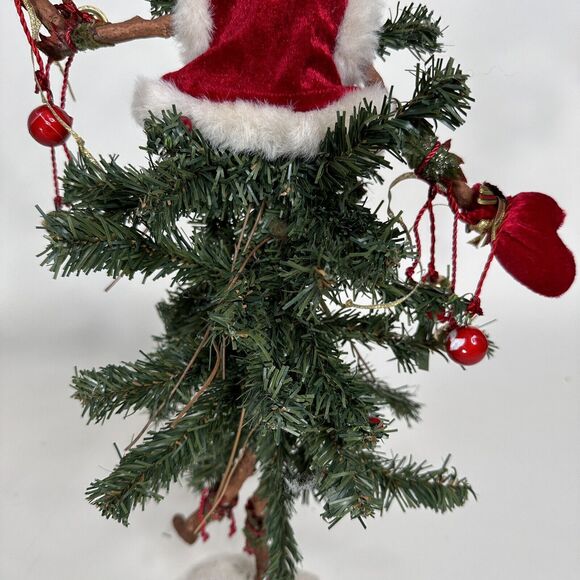 Vintage Ugly Christmas Tree Figurine Santa Claus Bendable Tabletop Mantel 23" - Picture 7 of 10